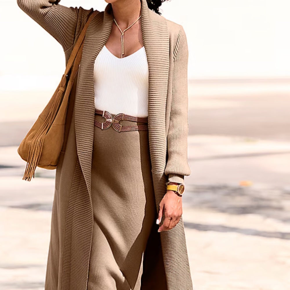 NWT Lascana Open Front Long Knit Cardigan